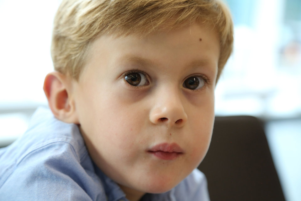 Boy looking straight into the camera